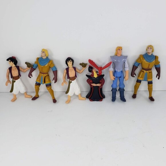 Vintage Disney Action Figure Lot Aladdin Jafar John Smith Phoebus 6-Piece Set - Picture 2 of 12